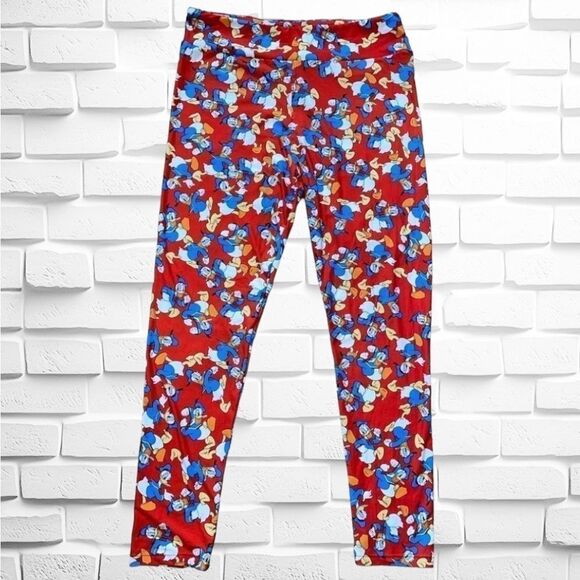 LuLaRoe Women’s TC Red Disney’s Donald Duck Leggings Adult Sizes XL Comfy NWOT - Picture 1 of 16